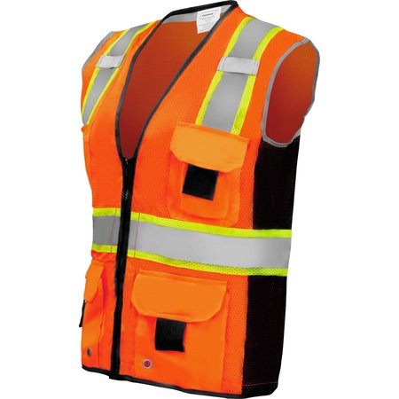Ironwear Safety Vest Class 2  w/ Zipper, Radio Tabs & Pocket Grommets (Orange/X-Large) 1245-OZ-RD-4-XL